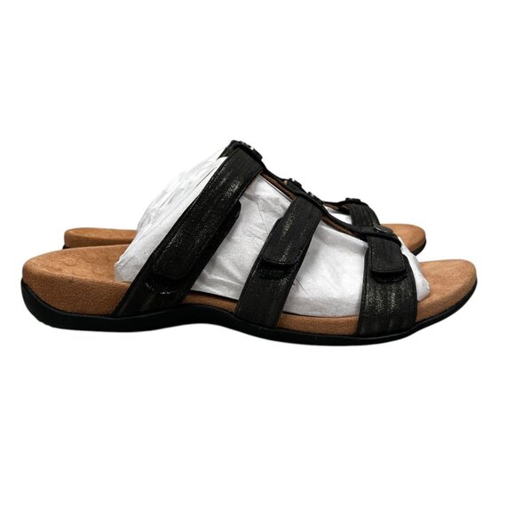 Vionic Amber Pearl Black Woven Faux Leather Slide Sandals Women's Size 11 W - Picture 1 of 10